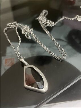 Asymmetrical black onyx crystal oxidized metal necklace Swarovski